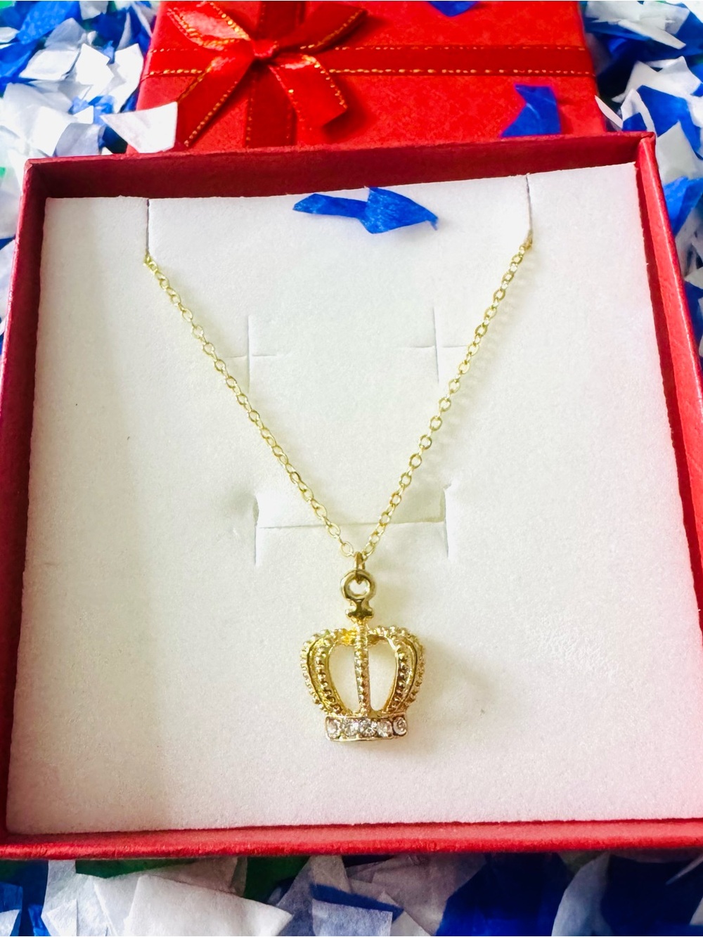 Delicate Gold Crown Pendant Necklace for Women